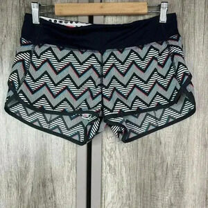 Lululemon Speed Shorts Sz 6 Seawheeze Chevron Print Lined 3" Inseam